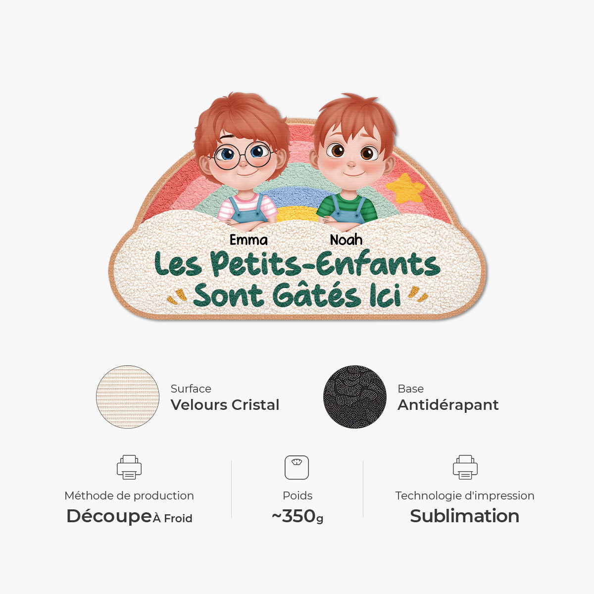 8554AFR4 paillasson forme originale personnalise petits enfants gates de mamie papy 8554adtkla