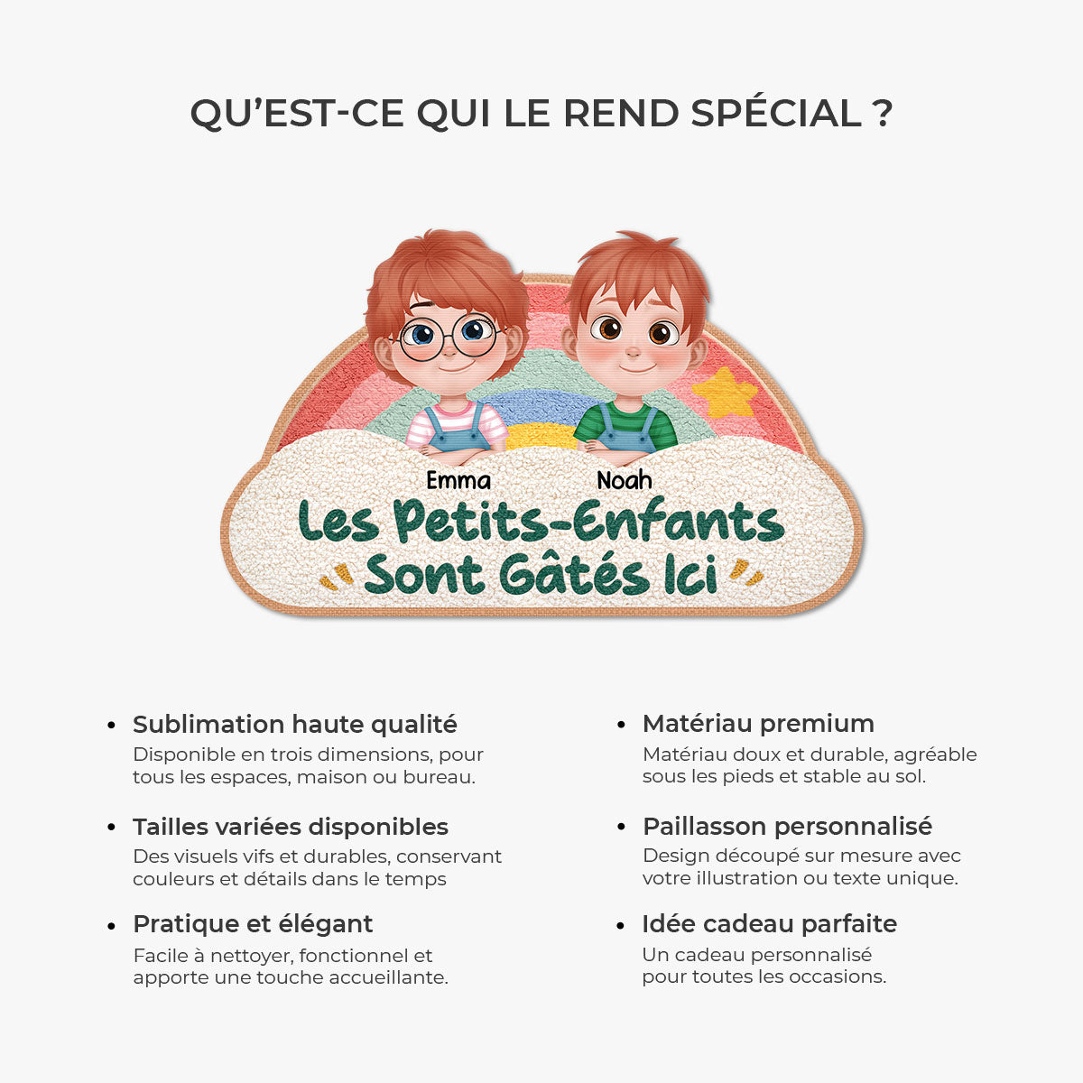 8554AFR6 paillasson forme originale personnalise petits enfants gates de mamie papy 8554adtkla