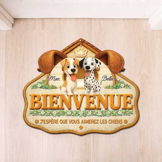 8561AFR1 paillasson personnalise chien a forme originale aimer les chiens 8561adalmc