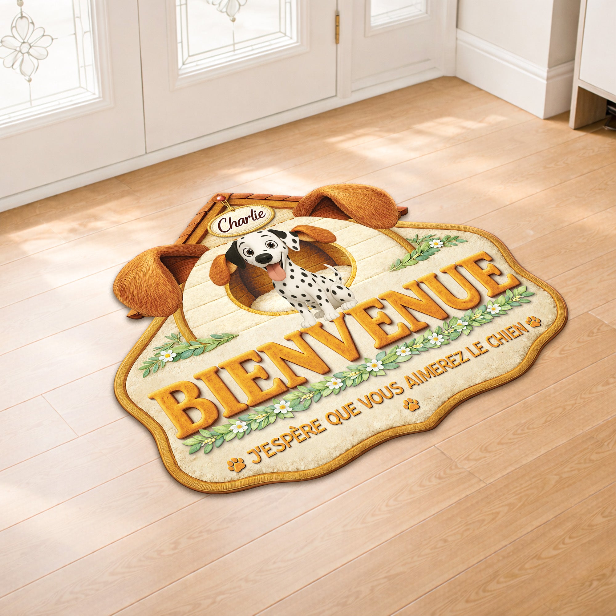 8561AFR2 paillasson personnalise chien a forme originale aimer les chiens 8561adalmc