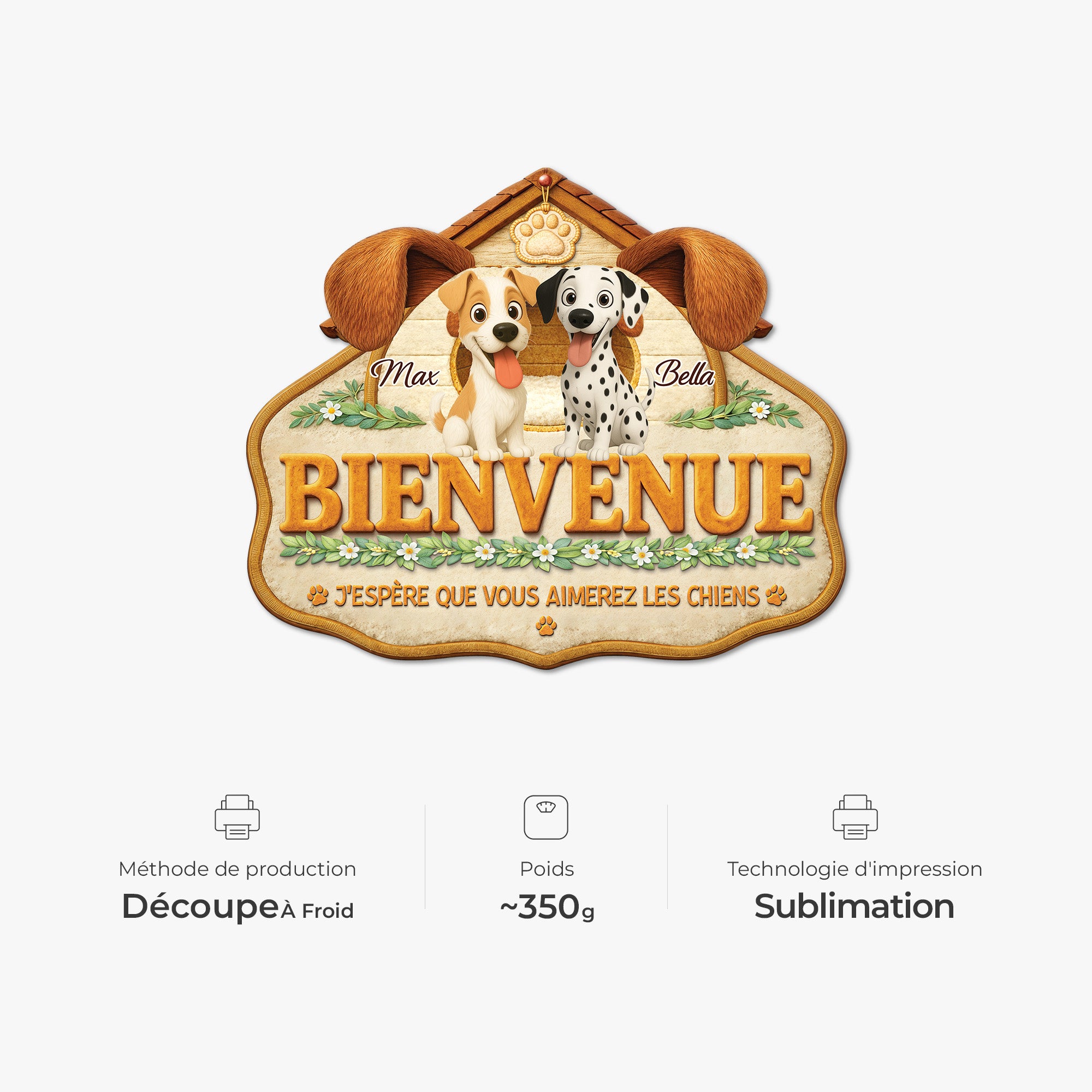 8561AFR4 paillasson personnalise chien a forme originale aimer les chiens 8561adalmc