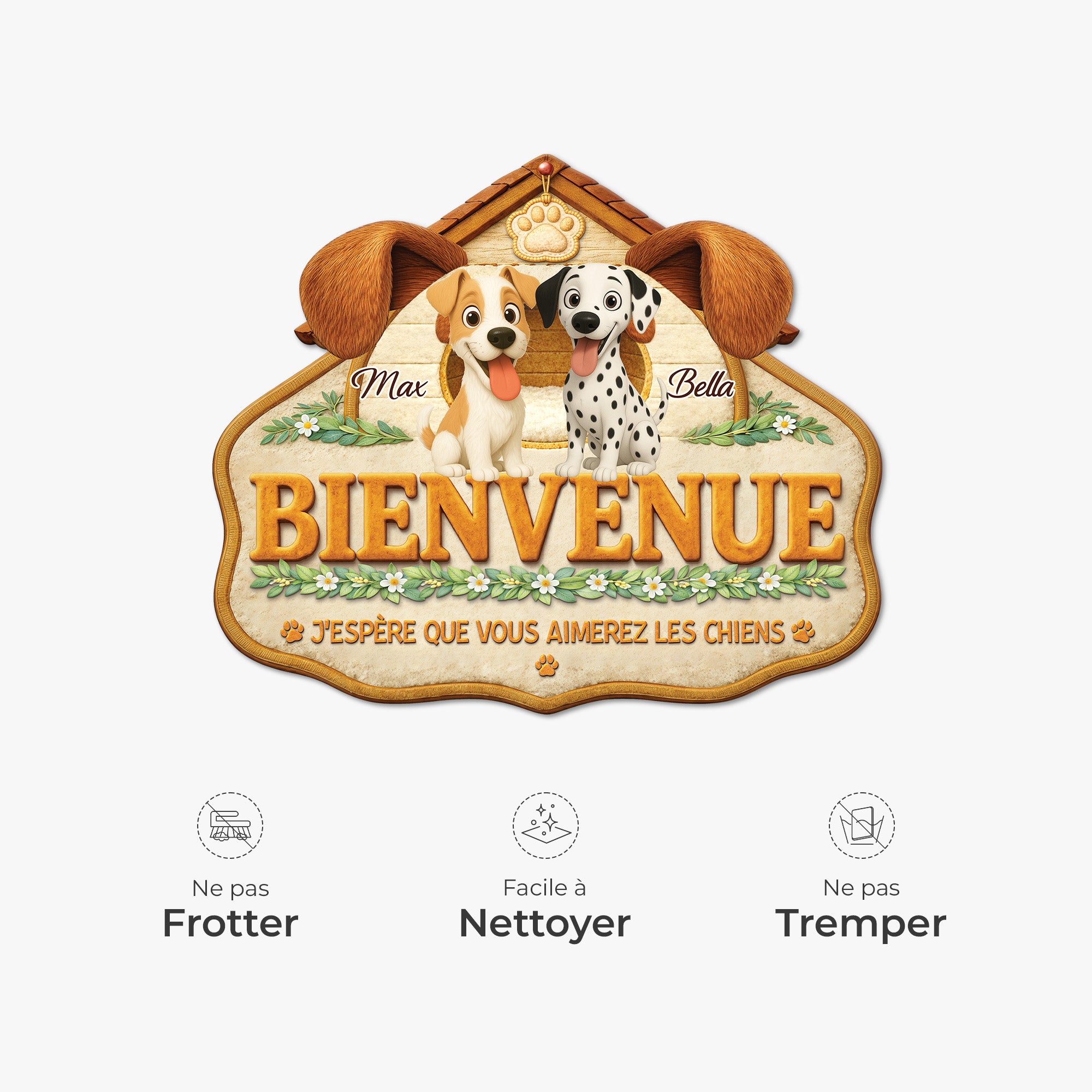 8561AFR5 paillasson personnalise chien a forme originale aimer les chiens 8561adalmc