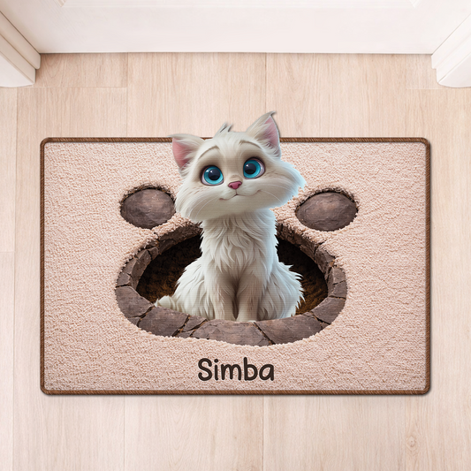 8565AFR1 effet dimpression 3d patte de chat paillasson personnalise chat a forme decoupee 8565adsfnd
