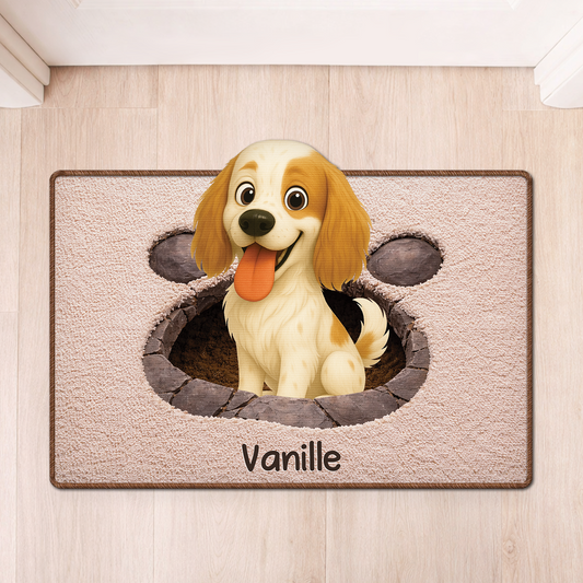8565AFR1 effet dimpression 3d patte de chien paillasson personnalise chien a forme decoupee 8565adsfnc