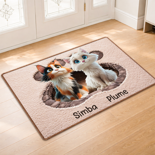 8565AFR2 effet dimpression 3d patte de chat paillasson personnalise chat a forme decoupee 8565adsfnd