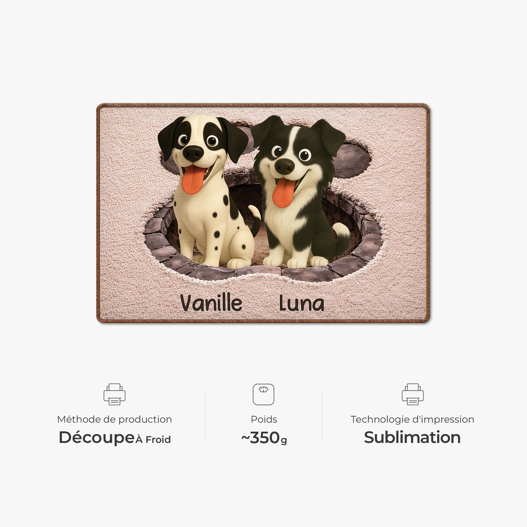 8565AFR4 effet dimpression 3d patte de chien paillasson personnalise chien a forme decoupee 8565adsfnc
