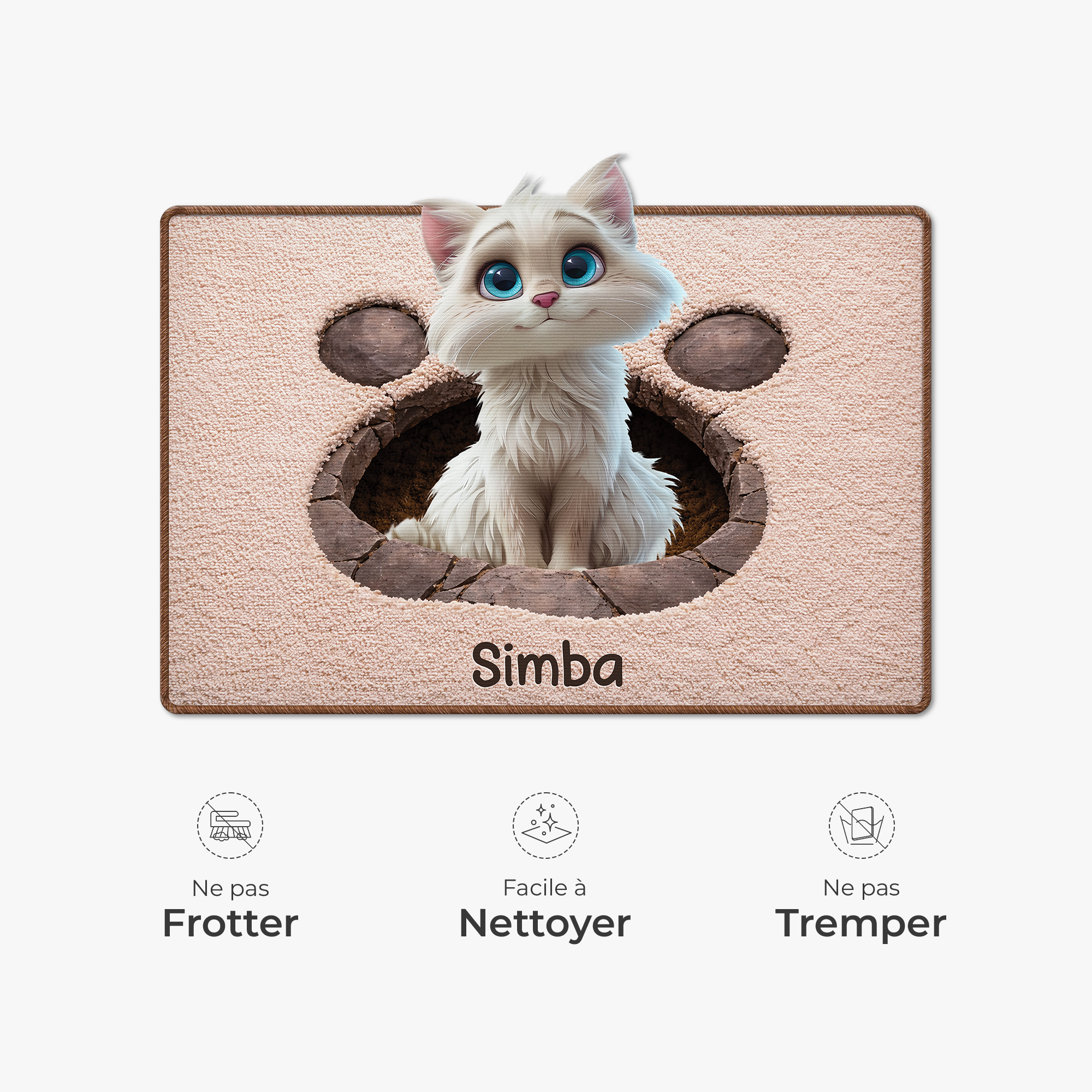 8565AFR5 effet dimpression 3d patte de chat paillasson personnalise chat a forme decoupee 8565adsfnd
