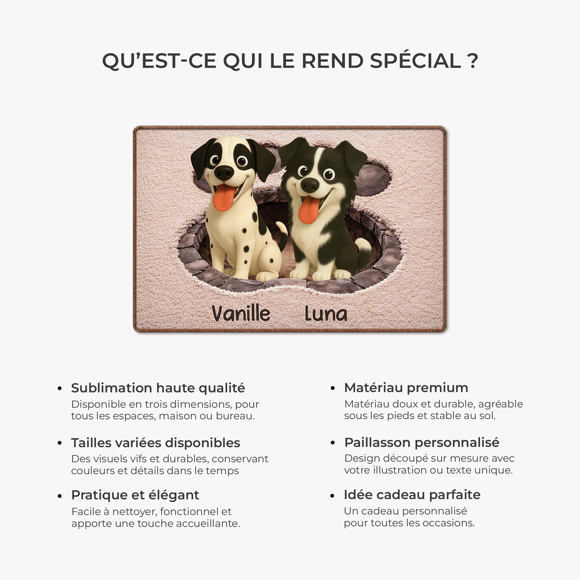 8565AFR6 effet dimpression 3d patte de chien paillasson personnalise chien a forme decoupee 8565adsfnc