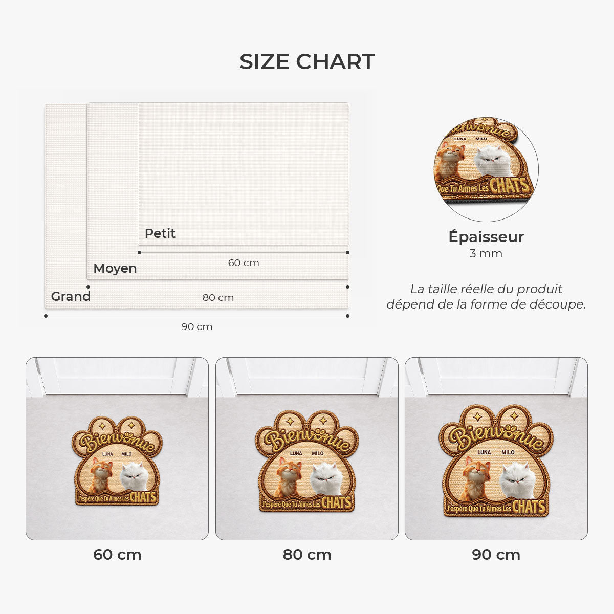 8568AFR3 effet dimpression 3d paillasson personnalise chat a forme originale aimer les chats 8568adshld