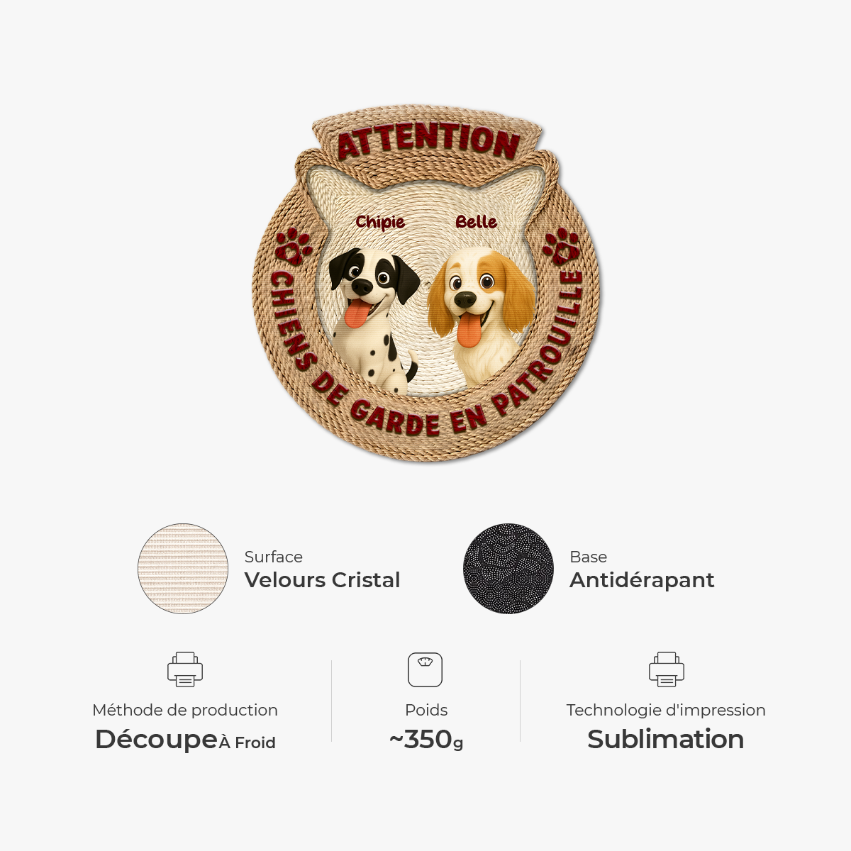 8569AFR1 effet dimpression 3d paillasson personnalise chien a forme originale attention aux chiens 8569adslbc_4