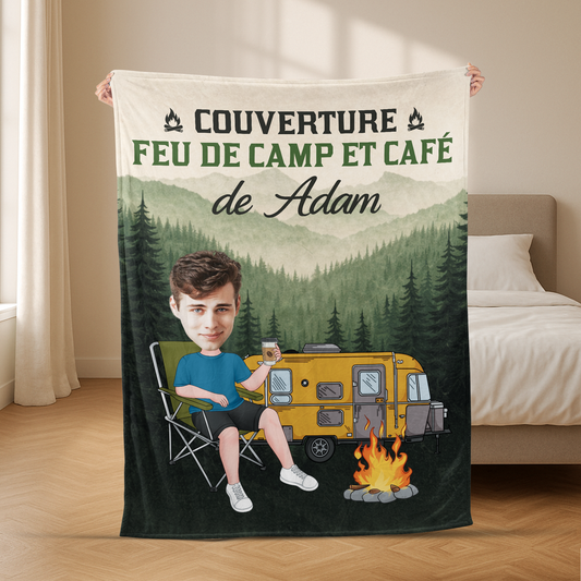 8570BFR2 feu de camp et cafe plaid personnalise femme homme 8570btf5a