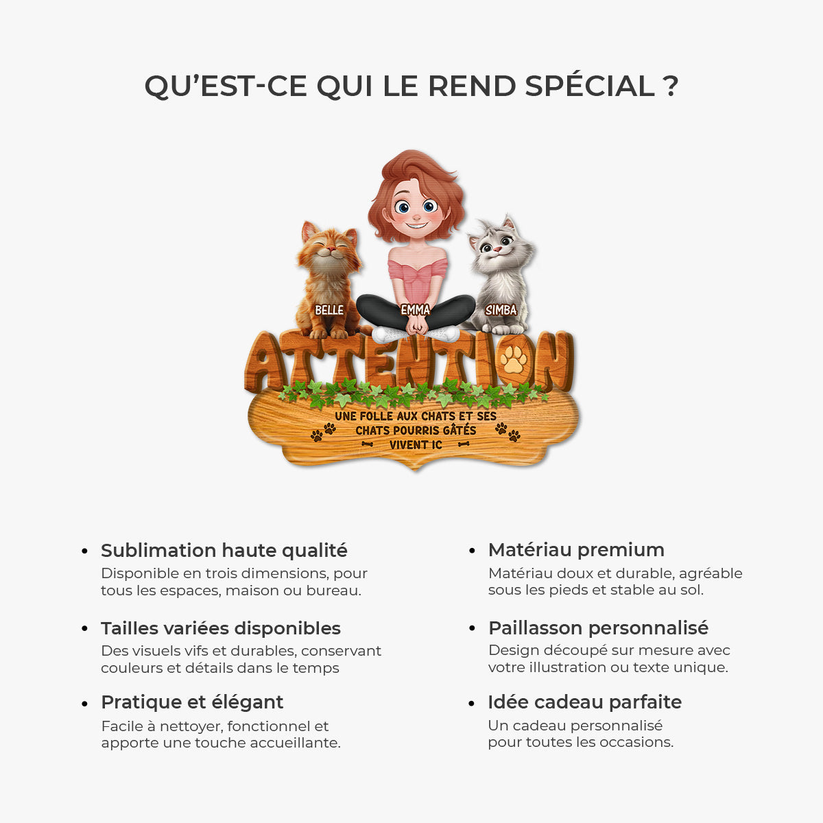 8573AFR6 ses chats pourris gates paillasson chat personnalise a forme decoupee 8573adafbd