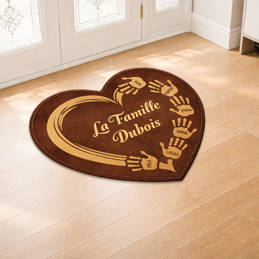 8577AFR2 effet dimpression 3d paillasson coeur personnalise forme decoupee notre famille 8577adncwi