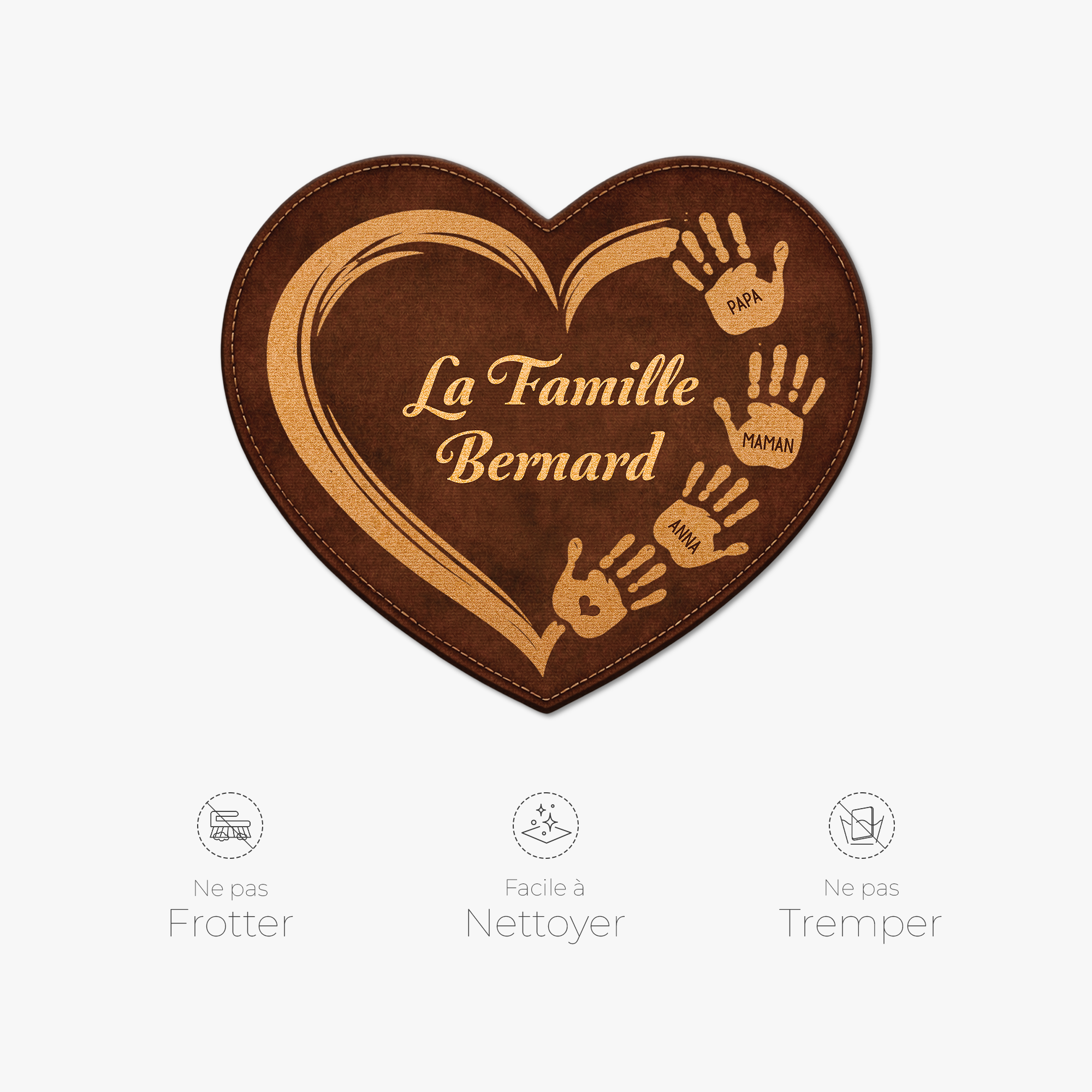 8577AFR5 effet dimpression 3d paillasson coeur personnalise forme decoupee notre famille 8577adncwi