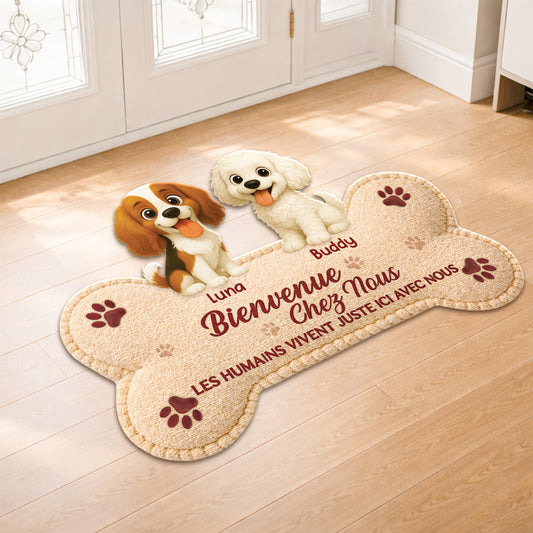 8579AFR2 bienvenue chez moi paillasson chien personnalise a forme decoupee 8579ad6pcc