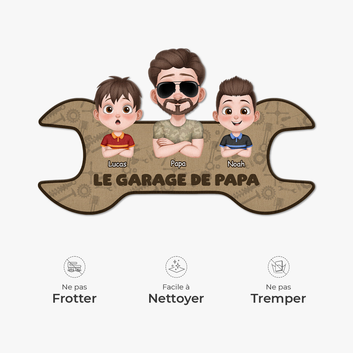 8610AFR5 paillasson forme originale personnalise le garage de papa papy 8610adnhbb