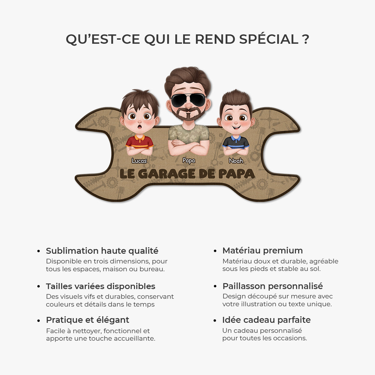 8610AFR6 paillasson forme originale personnalise le garage de papa papy 8610adnhbb