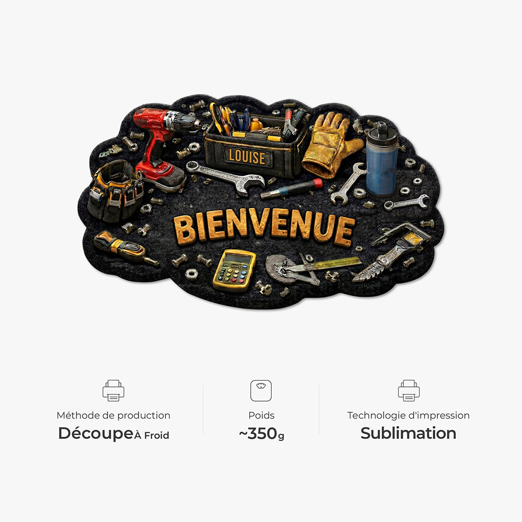 8613AFR4 effet dimpression 3d paillasson forme originale personnalise papa papy bricoleur bienvenue 8613adtdrb