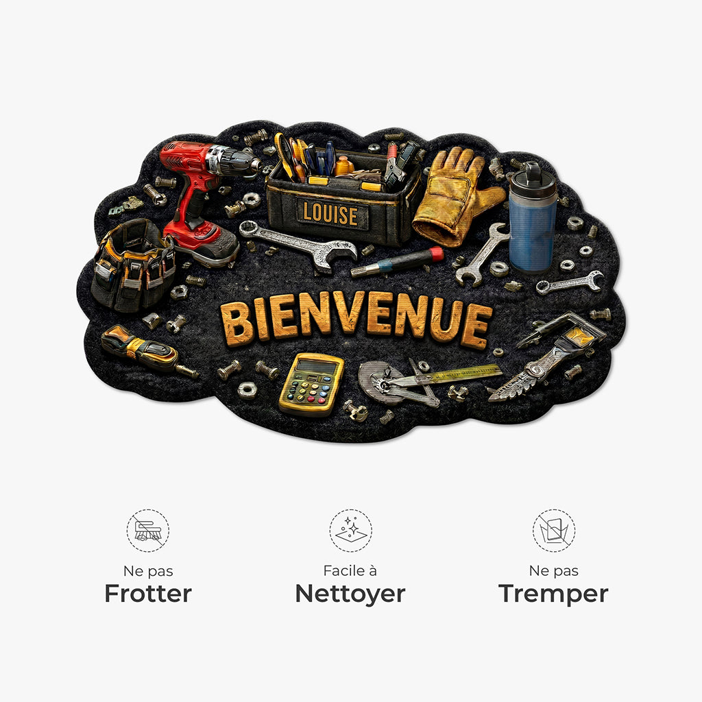 8613AFR5 effet dimpression 3d paillasson forme originale personnalise papa papy bricoleur bienvenue 8613adtdrb