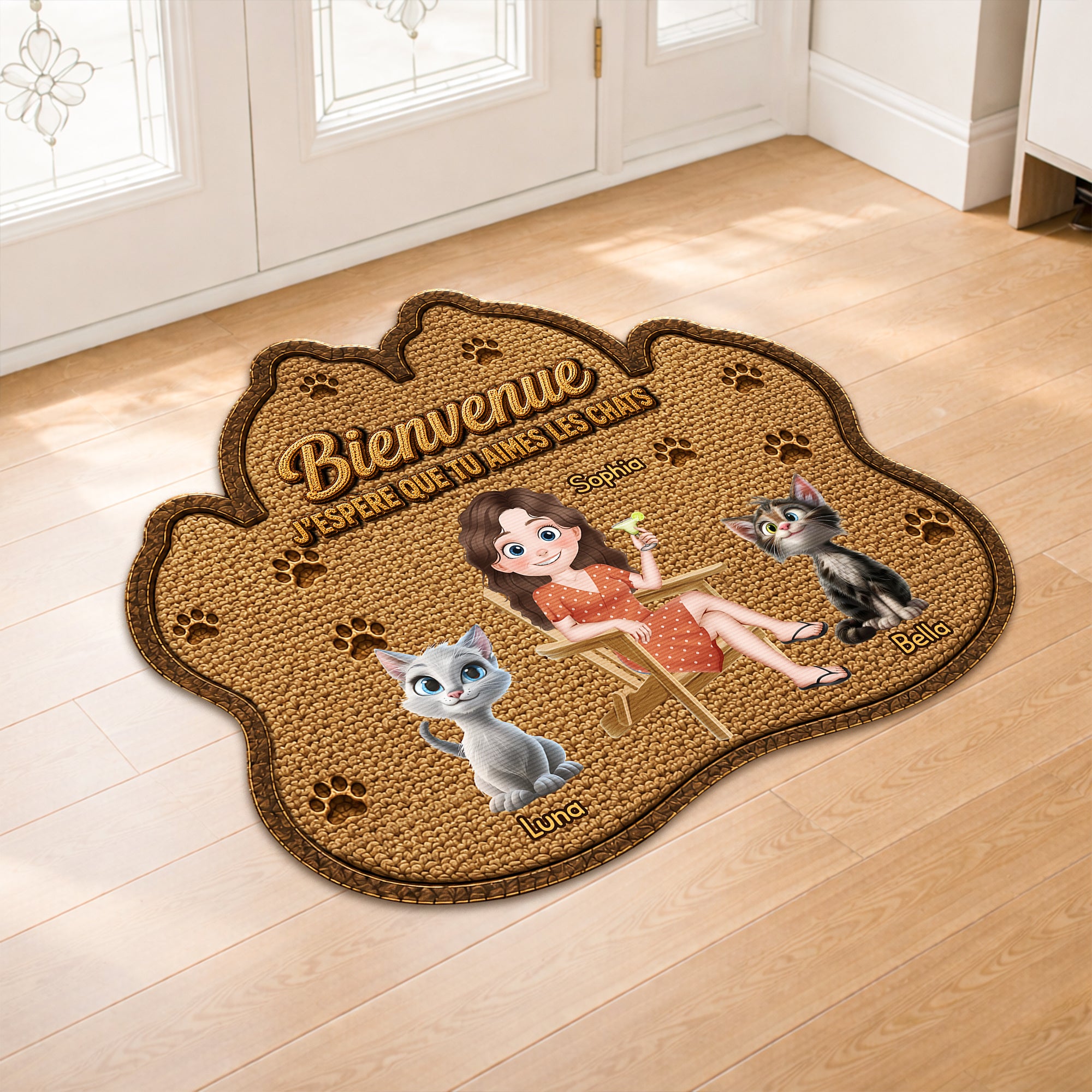 8616AFR2 esperer que tu aimes les poils paillasson personnalise chat a forme originale 8616adayrd