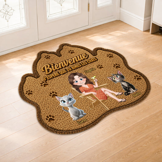 8616AFR2 esperer que tu aimes les poils paillasson personnalise chat a forme originale 8616adayrd