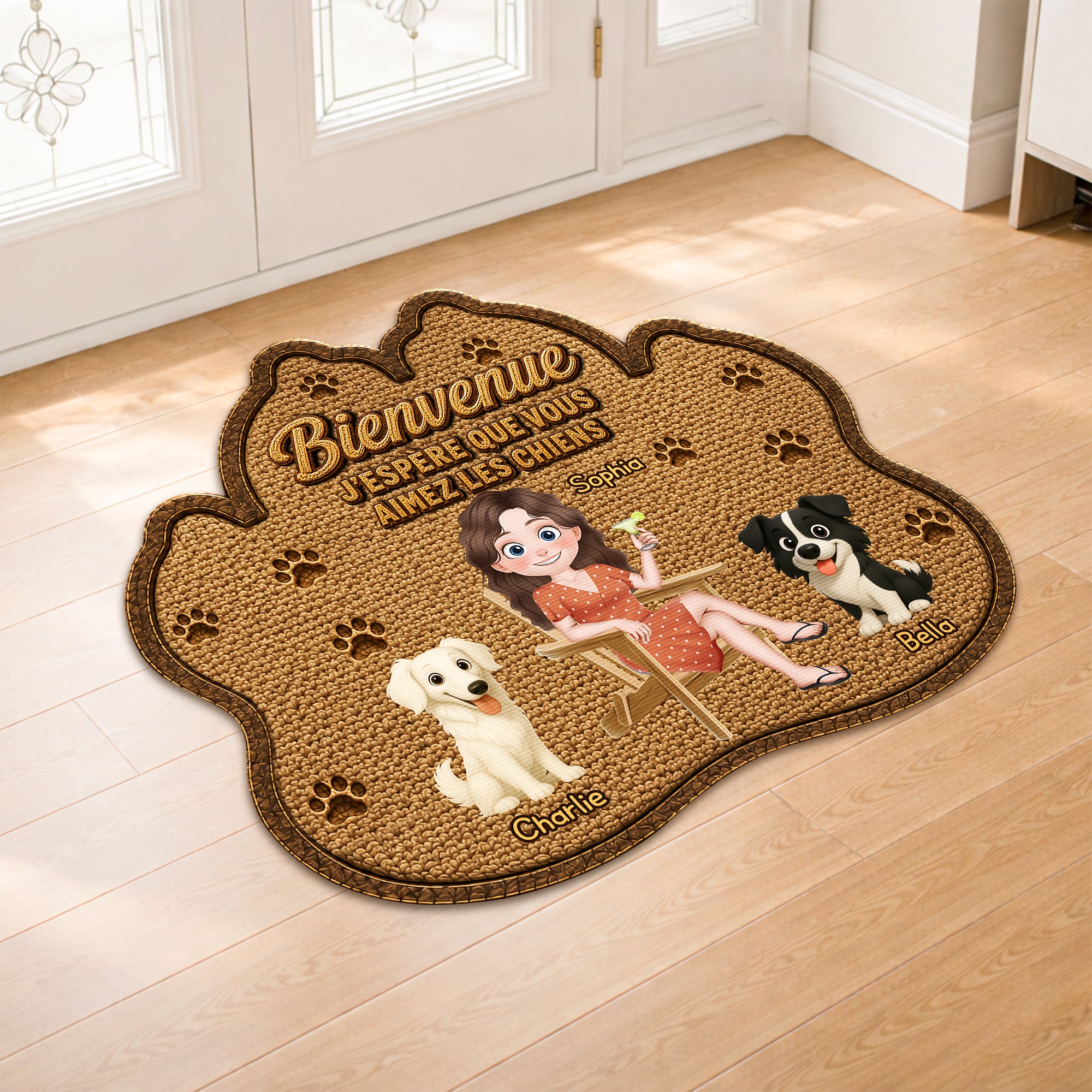 8616AFR2 esperer que tu aimes les poils paillasson personnalise chien a forme originale 8616adayrc