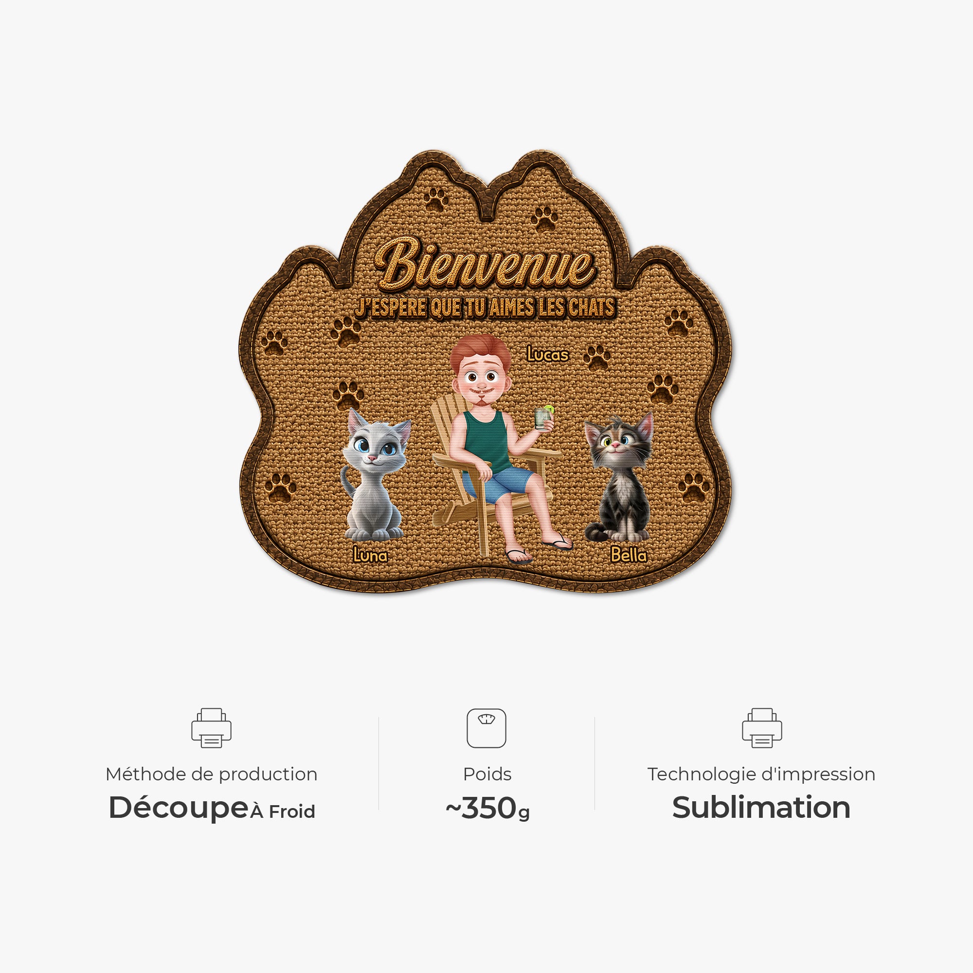 8616AFR4 esperer que tu aimes les poils paillasson personnalise chat a forme originale 8616adayrd