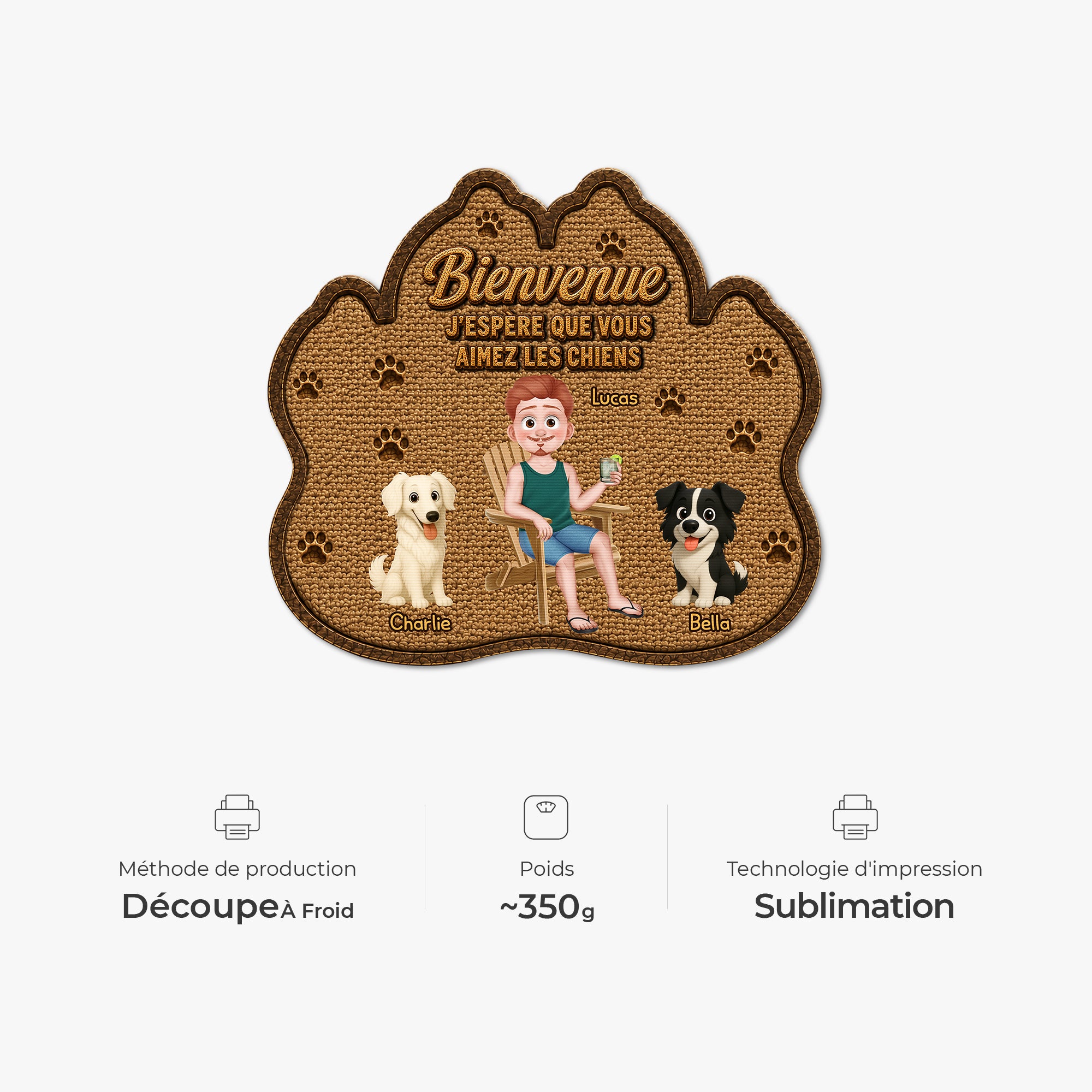 8616AFR4 esperer que tu aimes les poils paillasson personnalise chien a forme originale 8616adayrc