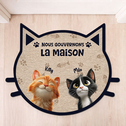 8626AFR1 nous gouvernons la maison paillasson chat personnalise a forme originale 8626ad8yrd
