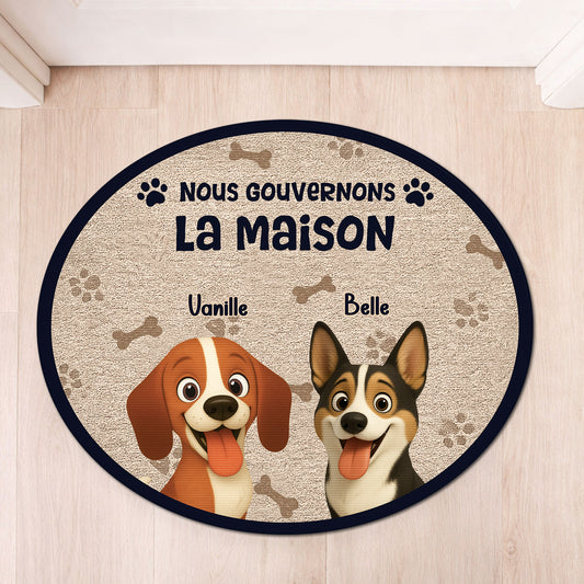 8626AFR1 nous gouvernons la maison paillasson chien personnalise a forme originale 8626ad8yrc