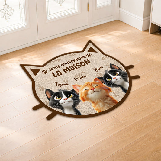 8626AFR2 nous gouvernons la maison paillasson chat personnalise a forme originale 8626ad8yrd