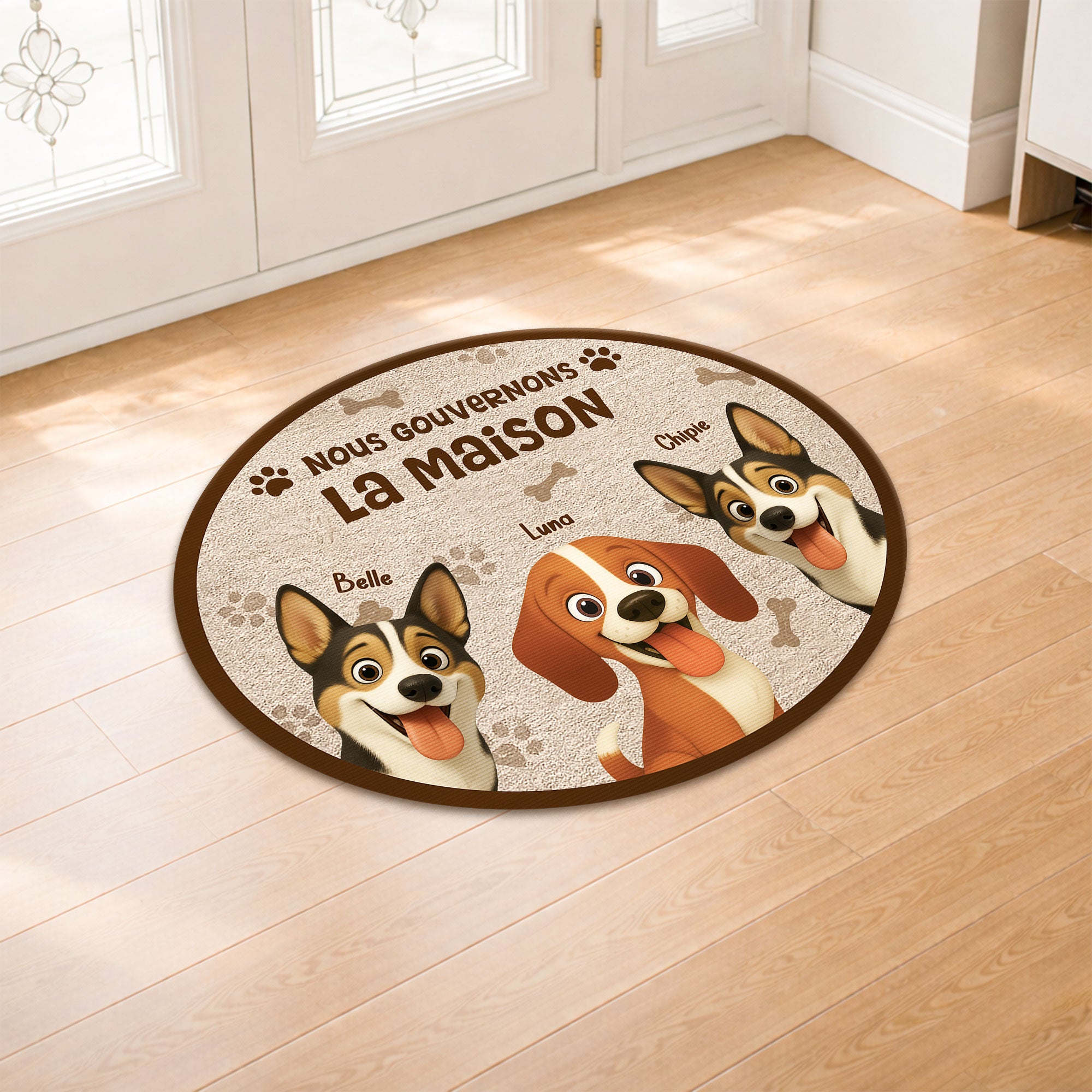 8626AFR2 nous gouvernons la maison paillasson chien personnalise a forme originale 8626ad8yrc