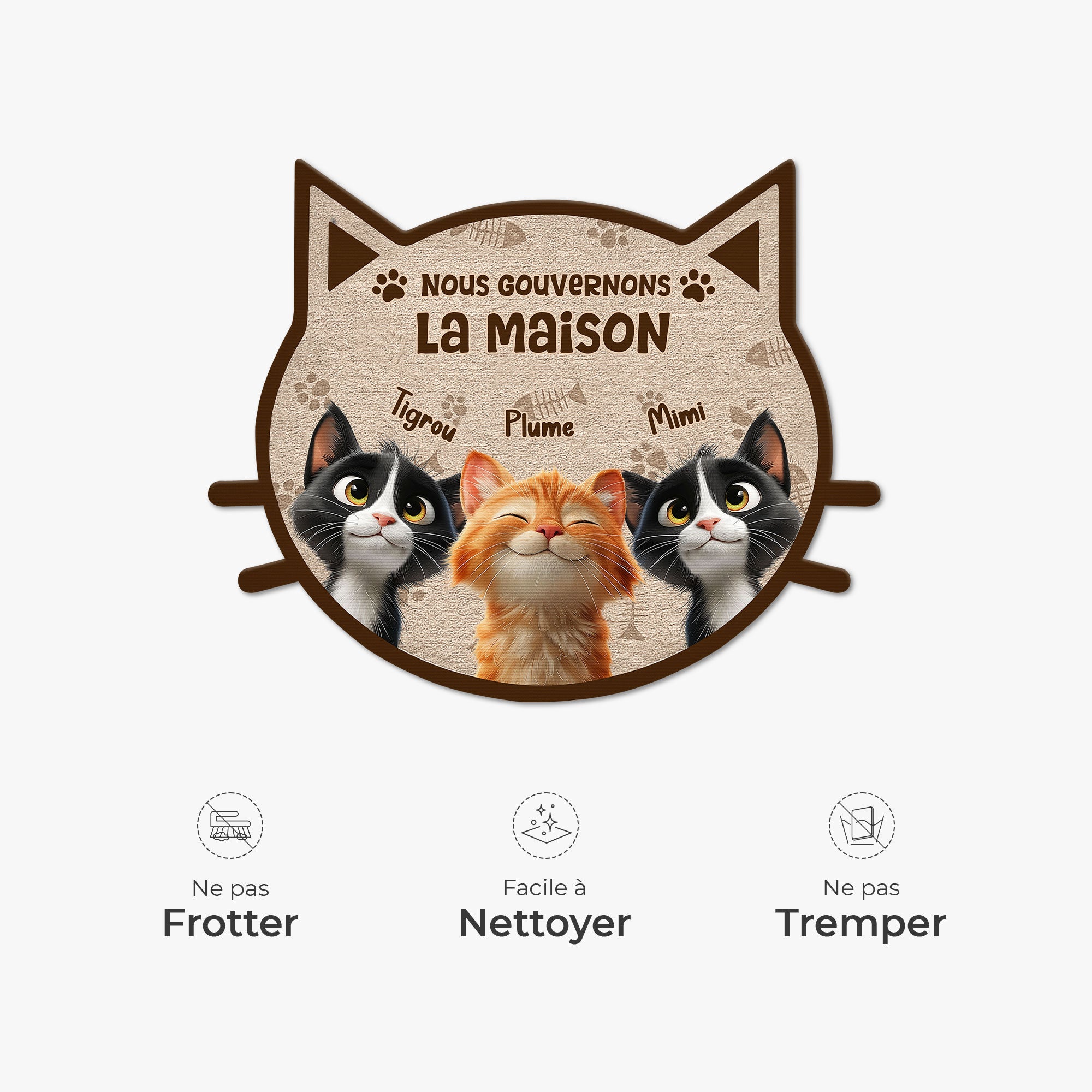 8626AFR5 nous gouvernons la maison paillasson chat personnalise a forme originale 8626ad8yrd
