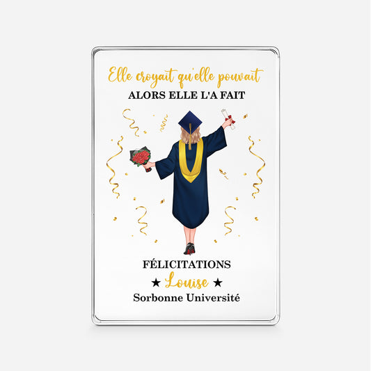 8635RFR1 plaque acrylique personnalisee rectangulaire felicitations cadeau remise de diplome femme homme 8635r6dca