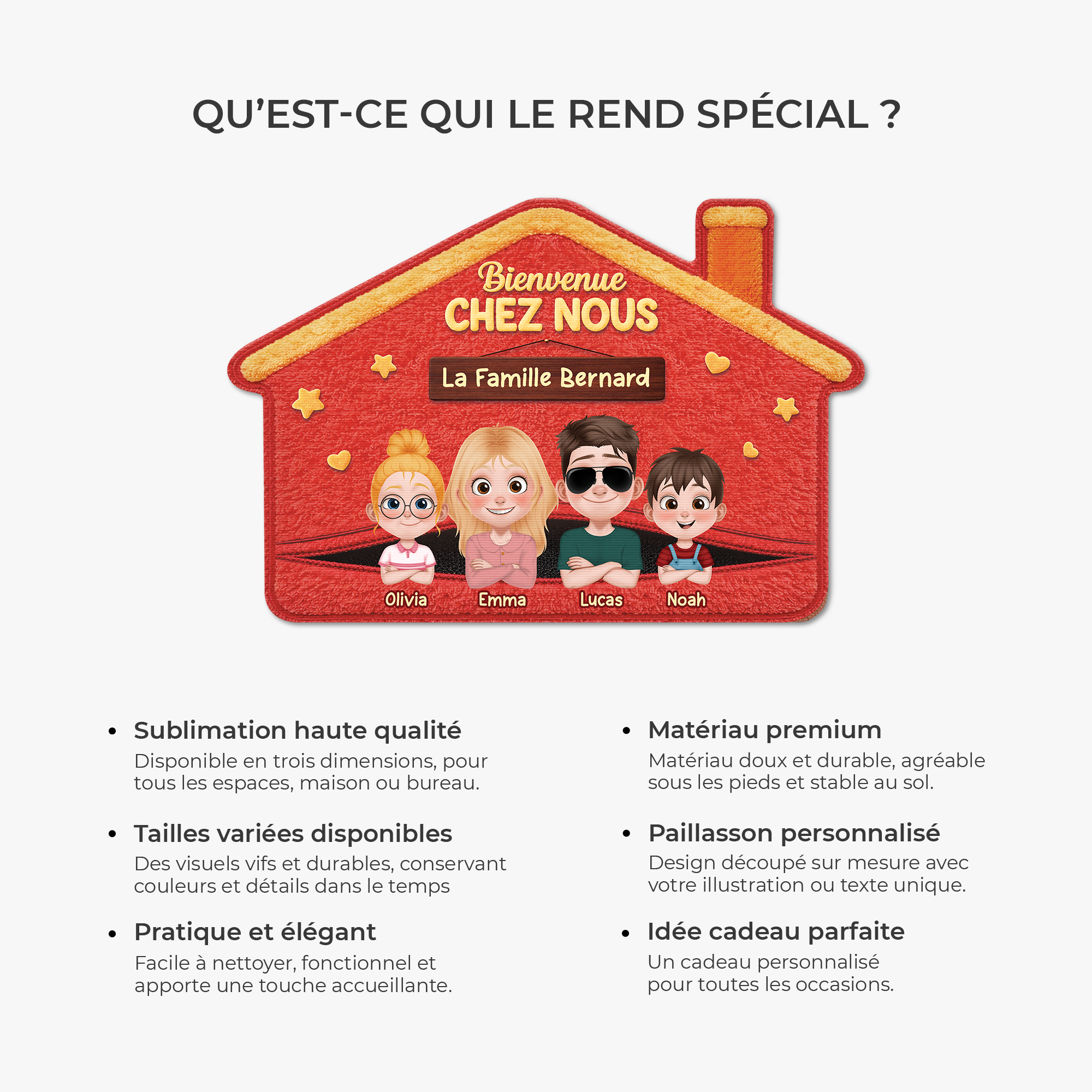 8654AFR6 paillasson forme originale personnalise bienvenue cadeau pour papa et maman 8654adskzi