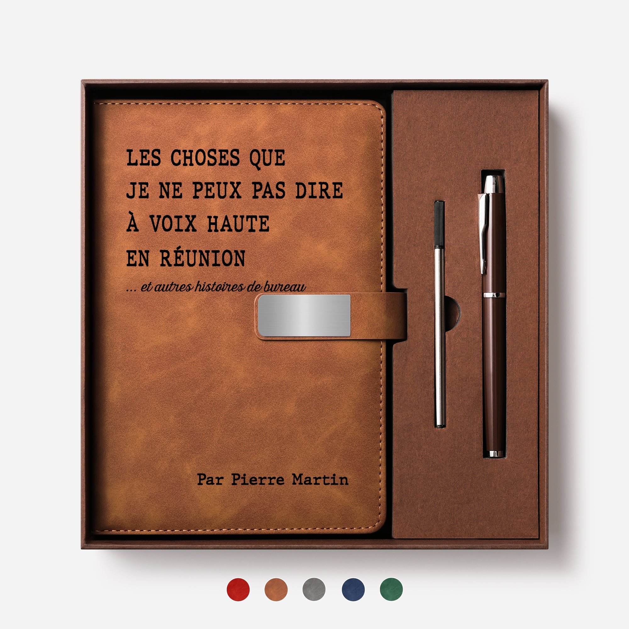8712MFR1 cadeau original collegue au bureau coffret carnet en cuir personnalise 8712moapno