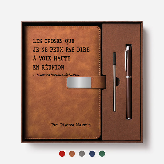 8712MFR1 cadeau original collegue au bureau coffret carnet en cuir personnalise 8712moapno