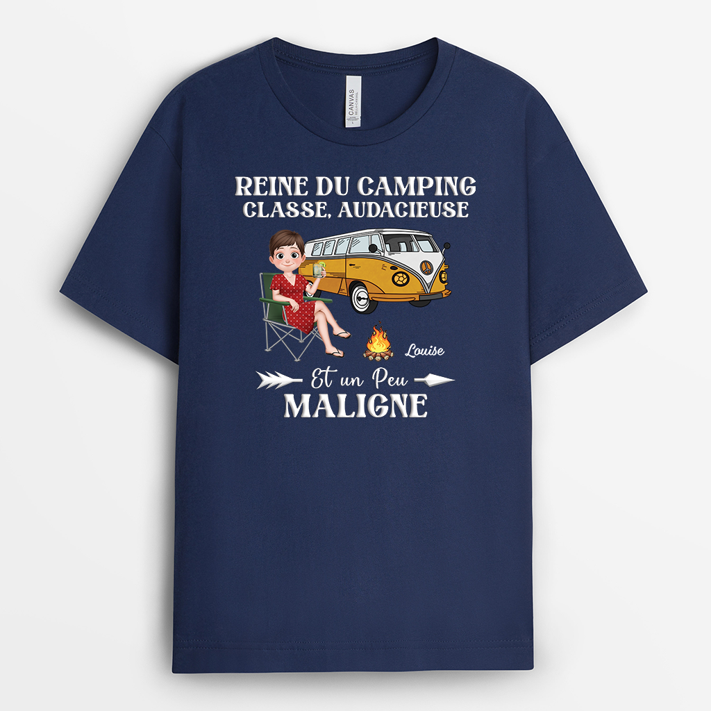 8745AFR2 reine du camping tee shirt personnalise femme 8745a8fca