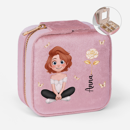8753AFR1 cadeau femme avec fleur boite a bijoux personnalisee en velours 8753aj6fta