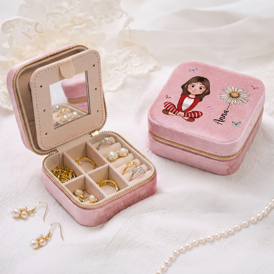 8753AFR2 cadeau femme avec fleur boite a bijoux personnalisee en velours 8753aj6fta