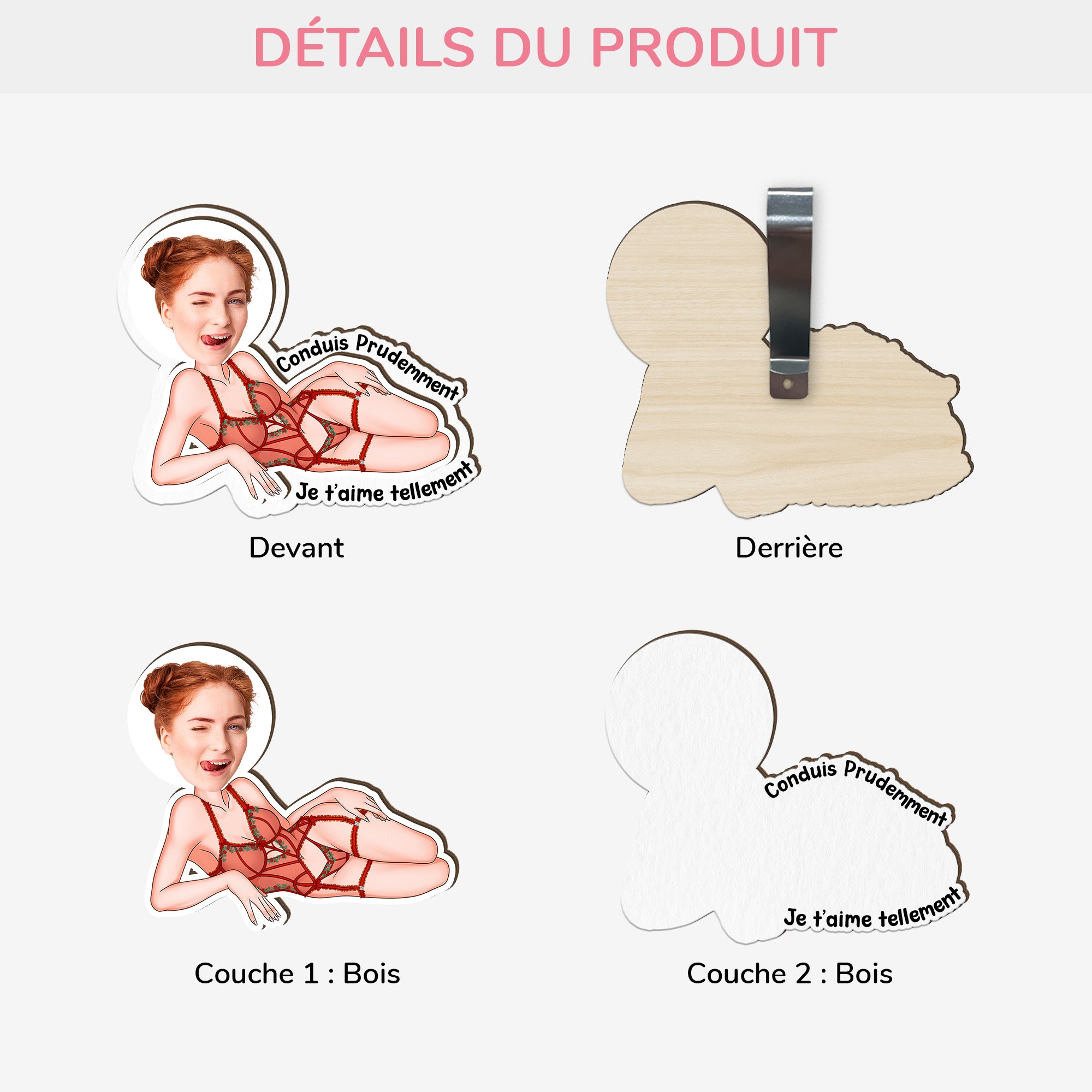 8764GFR3 clip pare soleil de voiture personnalise photo couple cadeau mari petit ami conduis prudemment 8764g8hzb
