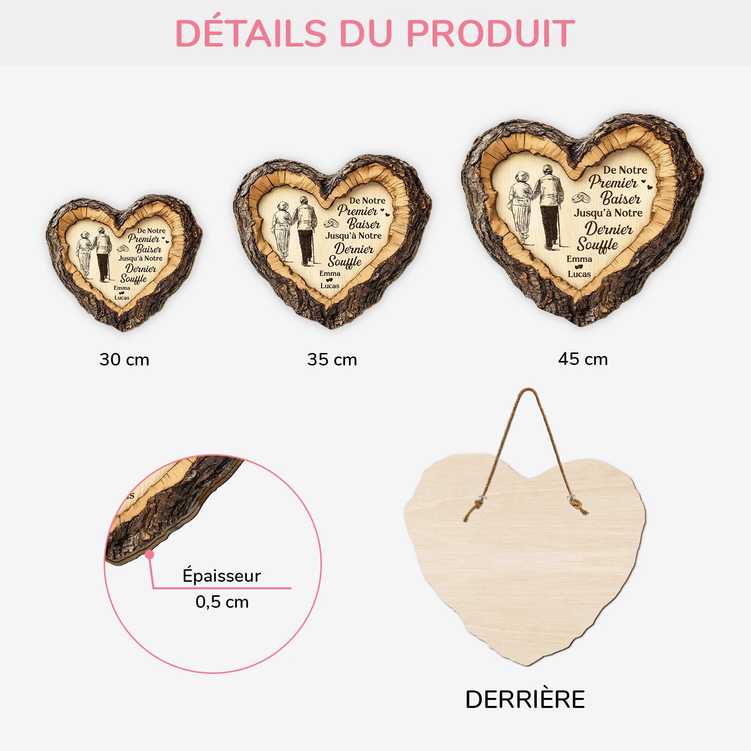 8802QFR3 effet dimpression 3d couple de notre premier baiser plaque bois exterieur personnalisee_ photo 8802qnpag