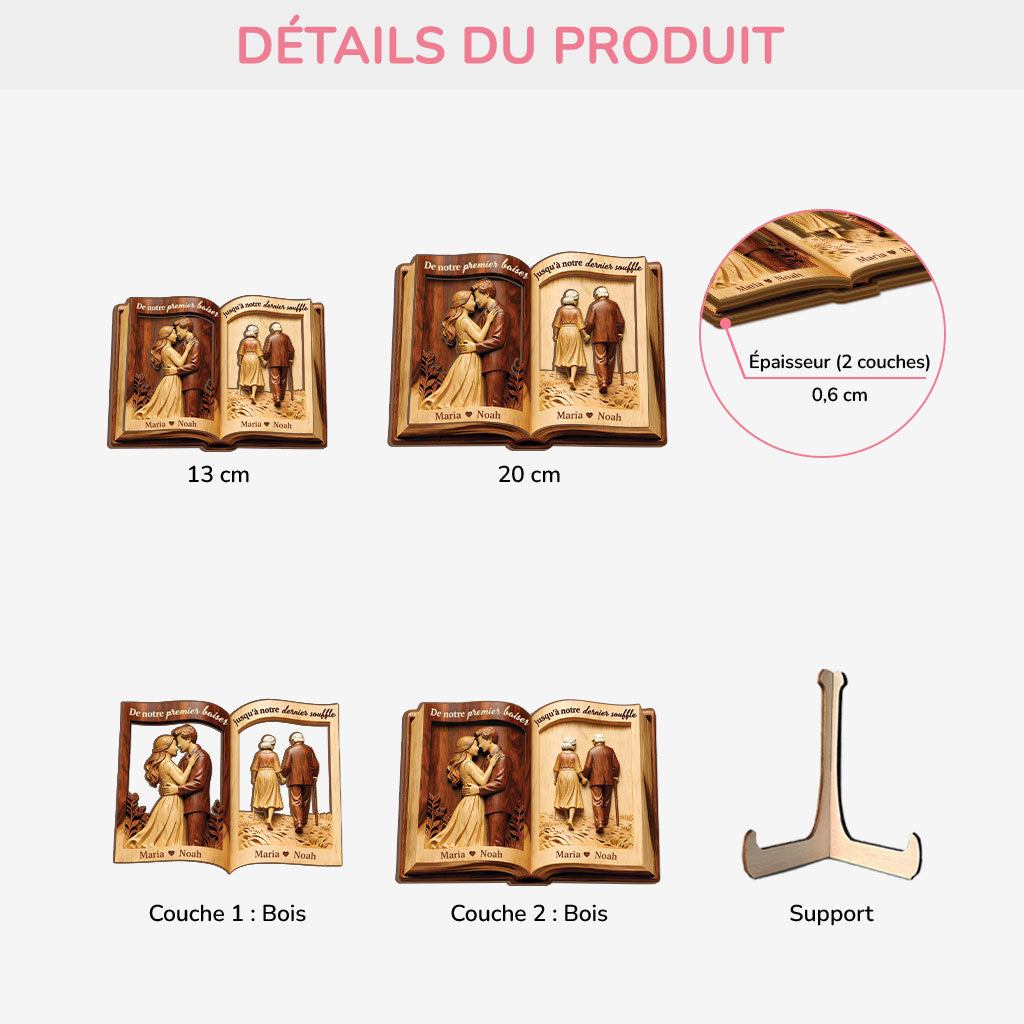 8845QFR3 effet dimpression 3d cadeau couple notre premier baiser plaque en bois personnalisable 8845qtplg