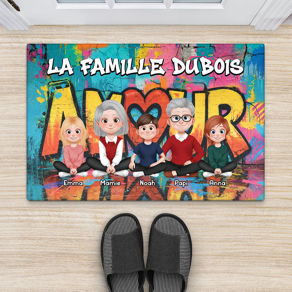 8926DFR1 cadeau maison notre famille ensemble paillasson personnalise famille et animal 8926d3vmf_2