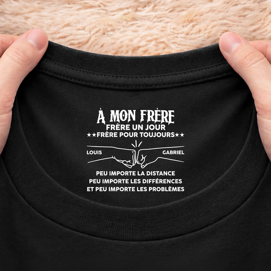 8973AFR2 tee shirt personnalise texte a l_interieur du col noir frere pour toujours 8973aacdbb