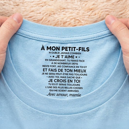 8975AFR2 tee shirt avec texte personnalise a l_interieur du col blanc pour femmehomme mon fils et fille je crois en toi 8975aacdzb