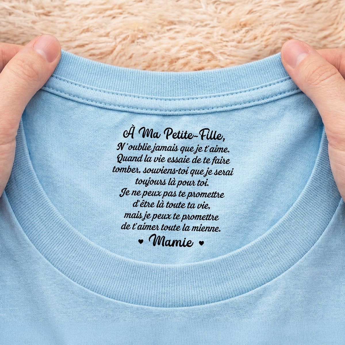 8977AFR1 a mon fils et fille tee shirt personnalise texte a l_interieur du col couleur claire femmehomme 8977aacvsa_2