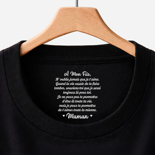 8977AFR1 a mon fils et fille tee shirt personnalise texte a l_interieur du col couleur foncee femmehomme 8977aacvsa_1