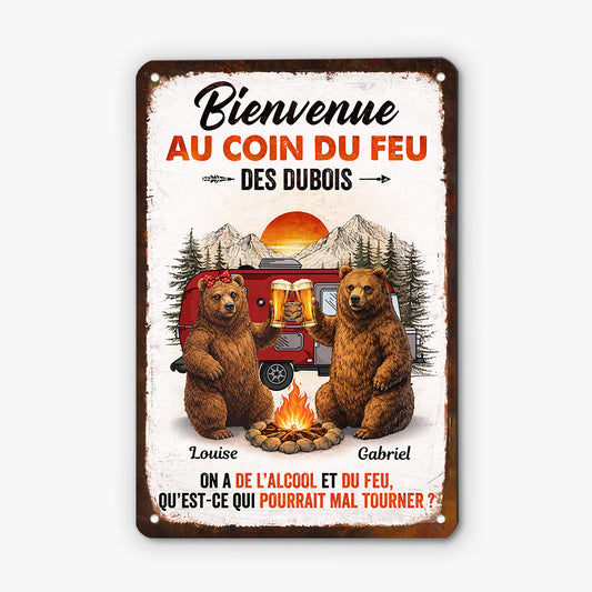 8980EFR1 on a a boire et du feu plaque metallique vintage personnalisee camping couple 8980e6qrg