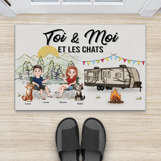 8998DFR1 paillasson personnalise couple et chat pour camping toi moi et nos chats 8998d3d1d